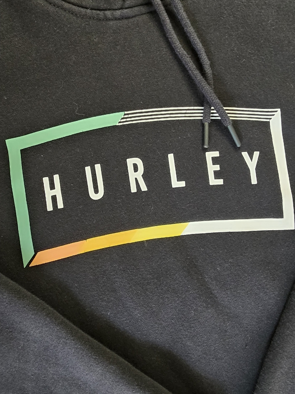 Hurley Men’s Black Logo Hoodie with Multicolor Accent